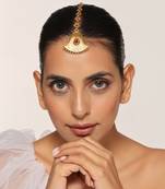 Red gold tone temple maang tikka