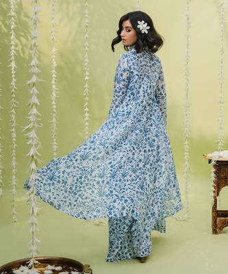 Teal blue floral printed co ord set 2