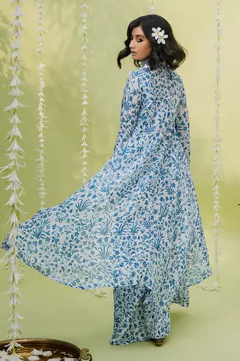 Teal blue floral printed co ord set