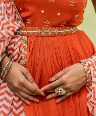 Reddish orange embroidered anarkali set 4