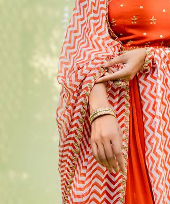 Reddish orange embroidered anarkali set 5