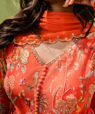 Rust orange embroidered anarkali set 5