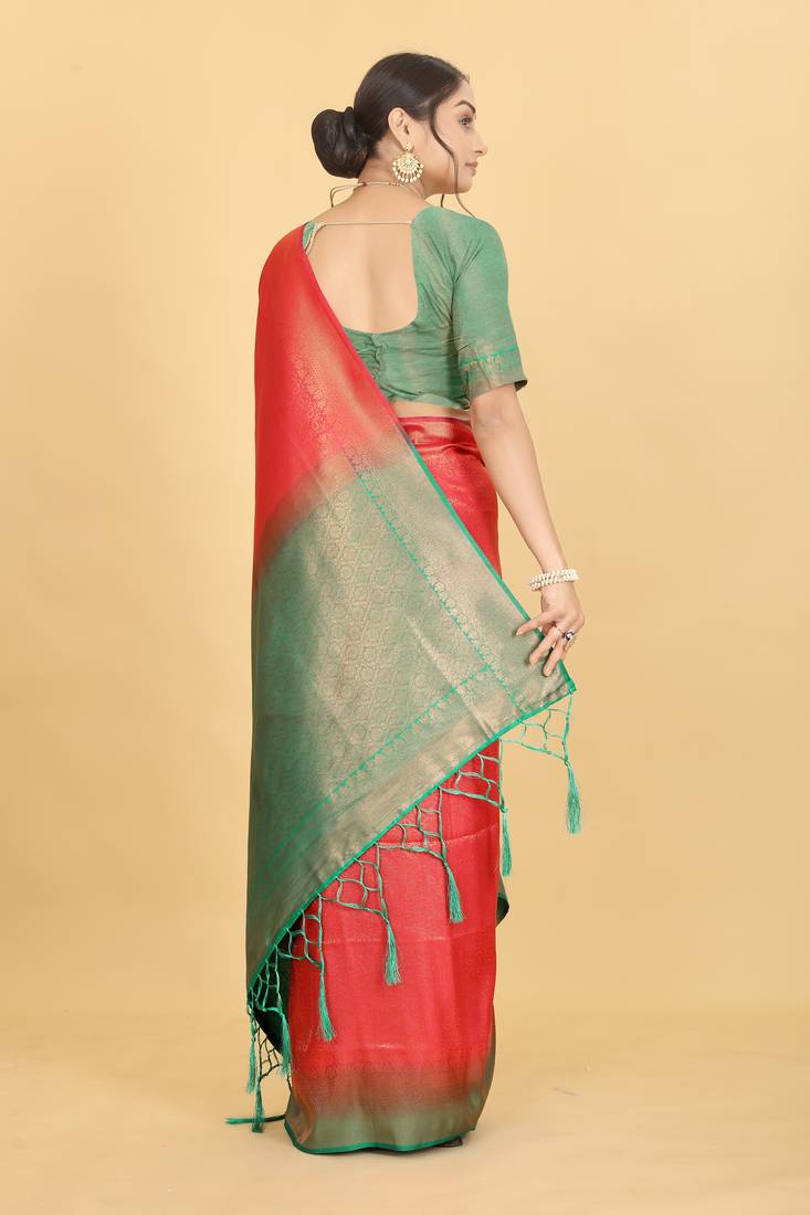 Rajarha Women'S  Saree Length-6.40Meter, Blouse Piece Length-0.90Meter, Red