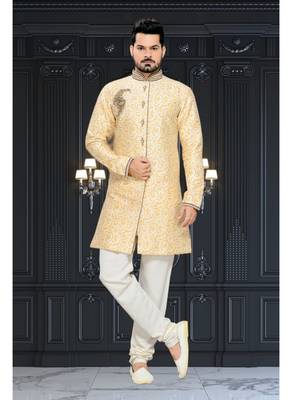 Gold Embroidered Jacquard Stitched Sherwani 2
