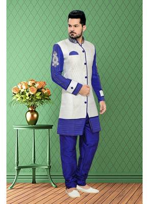 Off White Embroidered Brocade Stitched Sherwani 2