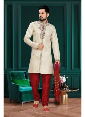 Gold Embroidered Jacquard Stitched Sherwani 2