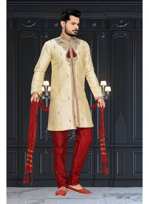 Gold Embroidered Jacquard Stitched Sherwani 2