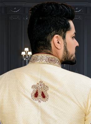 Gold Embroidered Jacquard Stitched Sherwani 4