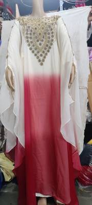 White And Orange Hand Embroidered Farasha 2