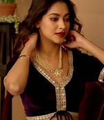 Purple Velvet Lace Work Blouse