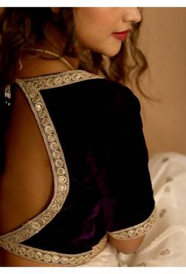 Purple Velvet Lace Work Blouse 3