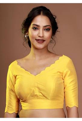 Yellow Silk Solid Designer Blouse 1