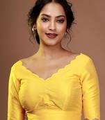 Yellow Silk Solid Designer Blouse