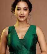 Green Silk Solid Designer Blouse