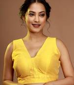 Yellow Silk Solid Designer Blouse