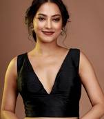 Black Silk Solid Designer Blouse