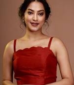 Maroon Silk Solid Designer Blouse