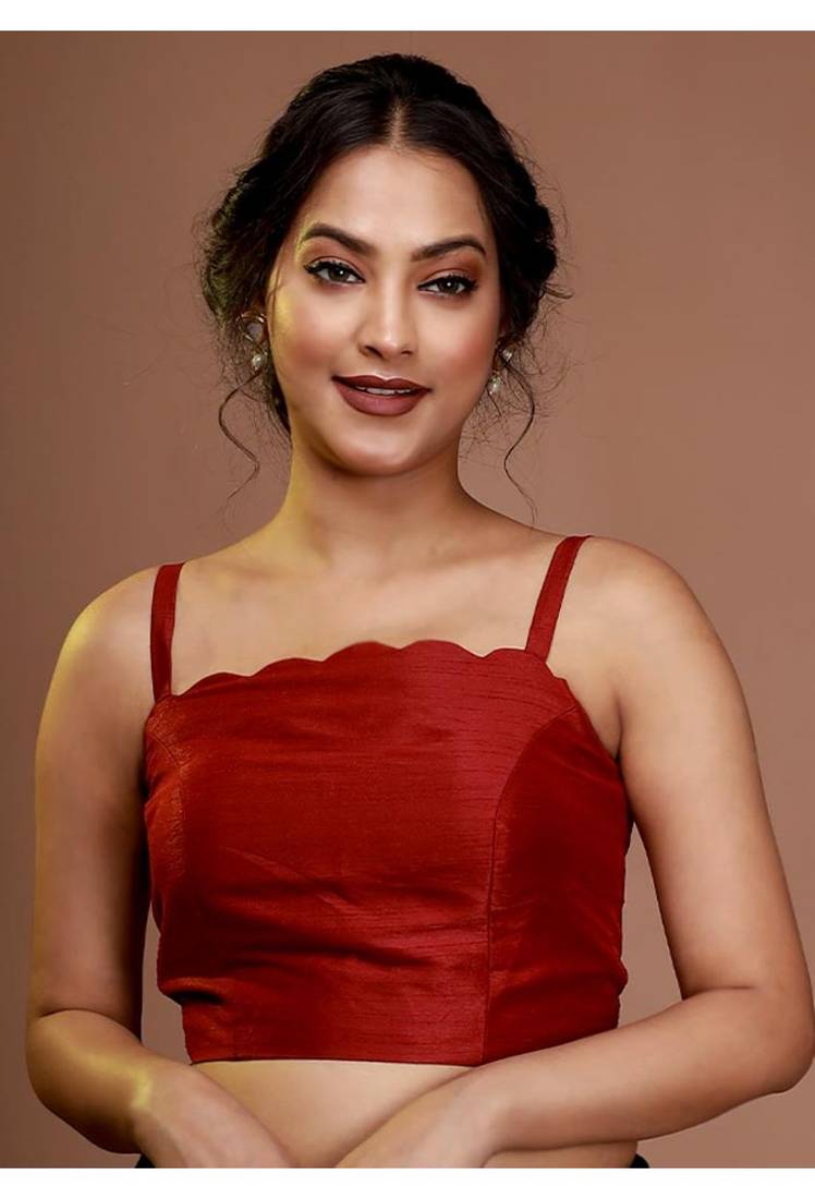 Maroon Silk Solid Designer Blouse