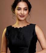 Black Silk Solid Designer Blouse