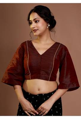 Maroon Solid Silk Designer Blouse 1