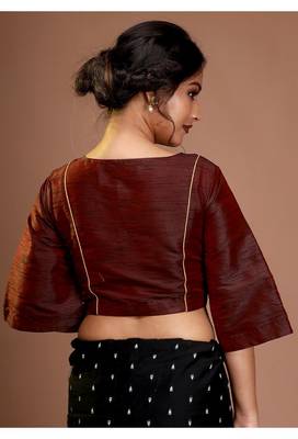 Maroon Solid Silk Designer Blouse 2