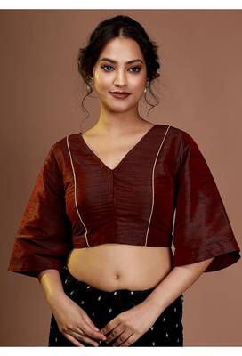 Maroon Solid Silk Designer Blouse 3