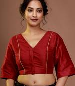 Maroon Solid Silk Designer Blouse