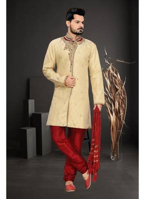 Gold Embroidered Jacquard Stitched Sherwani 2