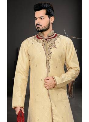 Gold Embroidered Jacquard Stitched Sherwani 3