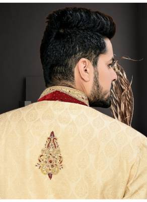 Gold Embroidered Jacquard Stitched Sherwani 4