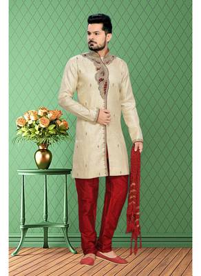 Gold Embroidered Jacquard Stitched Sherwani 2
