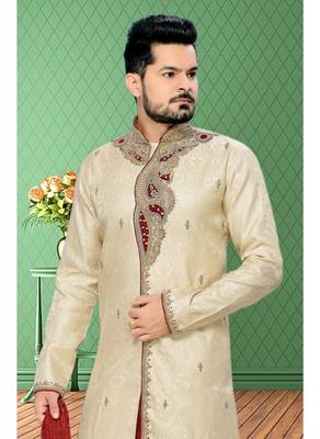 Gold Embroidered Jacquard Stitched Sherwani 3