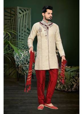 Gold Embroidered Jacquard Stitched Sherwani 2