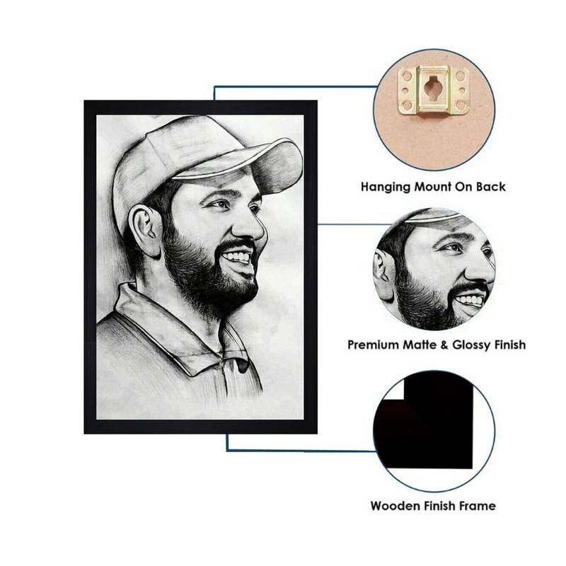 Gallery99 Black Frame Rohit Sharma Texture Paper Art Print 20x14| Set of 1 Black In White