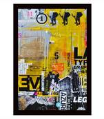 Gallery99 Black Frame Mclaxa Abstract Azure Texture Paper Art Print|20x14|Set of 1 Multicolor