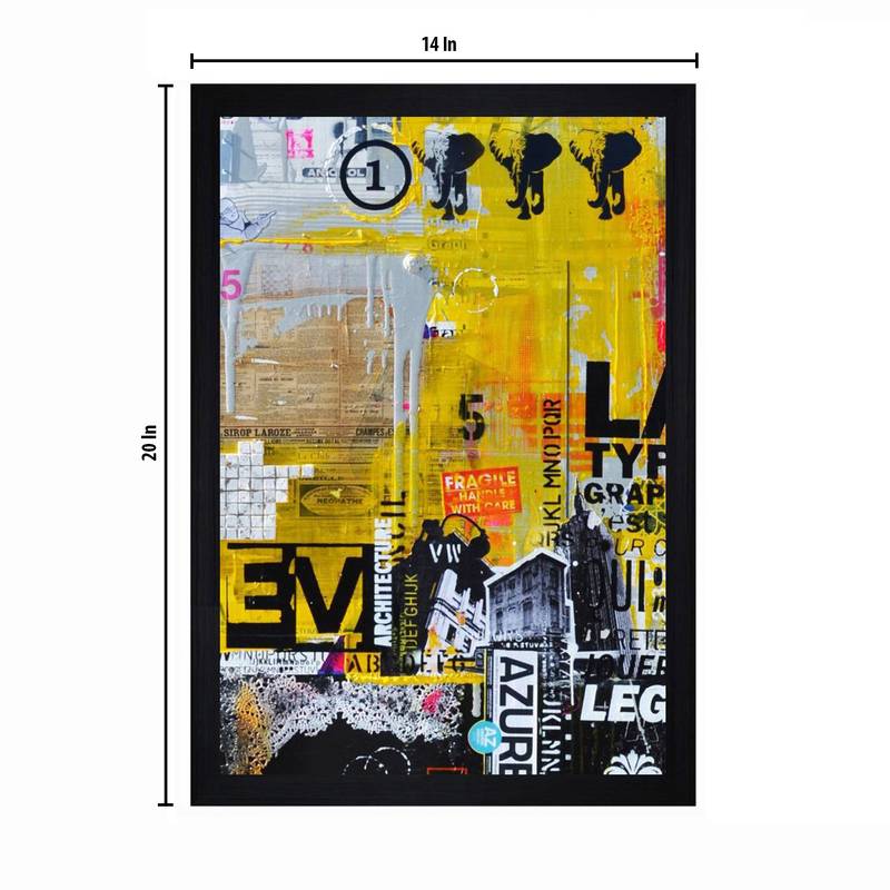 Gallery99 Black Frame Mclaxa Abstract Azure Texture Paper Art Print|20x14|Set of 1 Multicolor