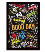 Gallery99 Black Frame Good Day Texture Paper Art Print |20x14| Set of 1 Multicolor