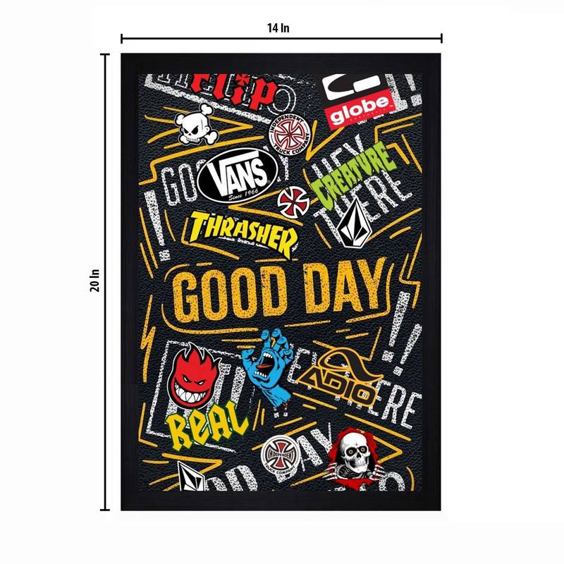Gallery99 Black Frame Good Day Texture Paper Art Print |20x14| Set of 1 Multicolor