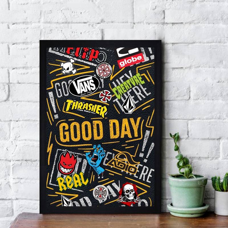 Gallery99 Black Frame Good Day Texture Paper Art Print |20x14| Set of 1 Multicolor