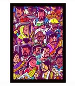 Gallery99 Black Frame Working Class Hero Texture Paper Art Print|20x14| Set of 1 Multicolor