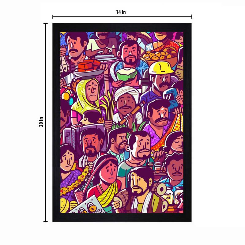 Gallery99 Black Frame Working Class Hero Texture Paper Art Print|20x14| Set of 1 Multicolor