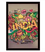 Gallery99 Black Frame India Texture Paper Art Print |20x14| Set of 1 Multicolor