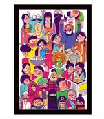 Gallery99 Black Frame Faces Colorful fine art Texture Paper Art Print | 20x14| Set of 1 Multicolor