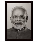 Gallery99 Black Frame Narendra Modi Texture Paper Art Print 20x14| Set of 1 Black In White