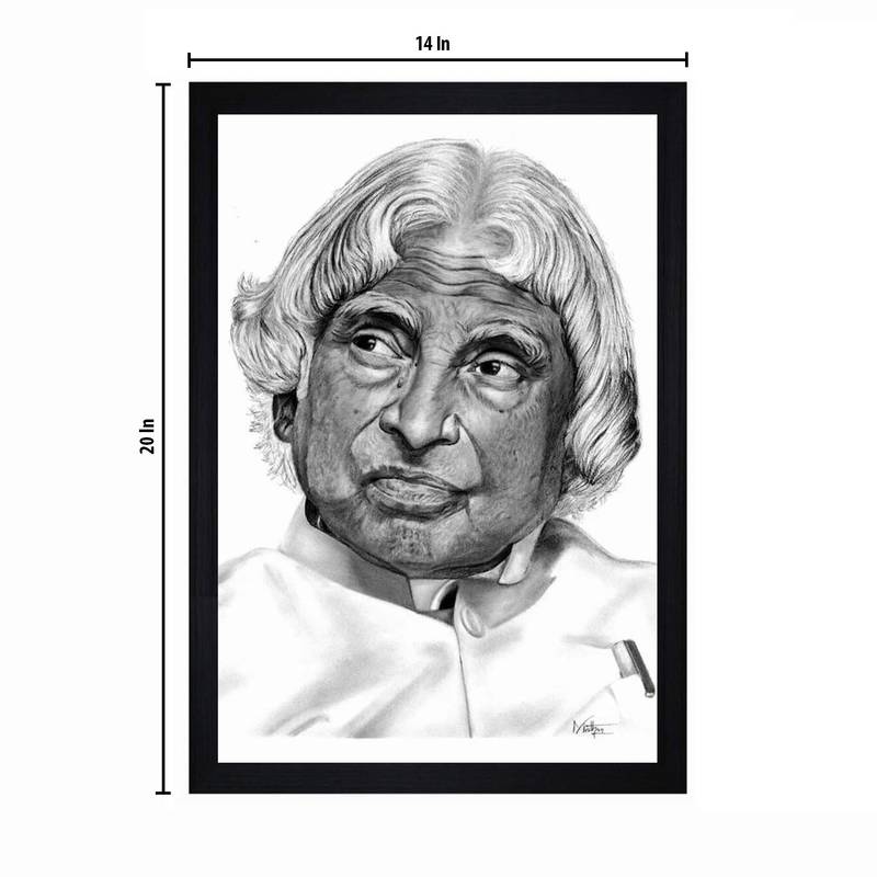 Gallery99 Black Frame A. P. J. Abdul Kalam Texture Paper Art Print 20x14| Set of 1 Black In White