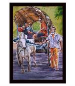 Gallery99 Black Frame Rural Beauty Texture Paper Art Print|20x14| Set of 1 Multicolor