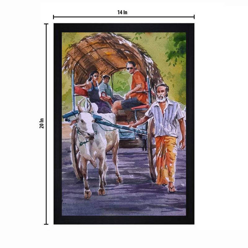 Gallery99 Black Frame Rural Beauty Texture Paper Art Print|20x14| Set of 1 Multicolor