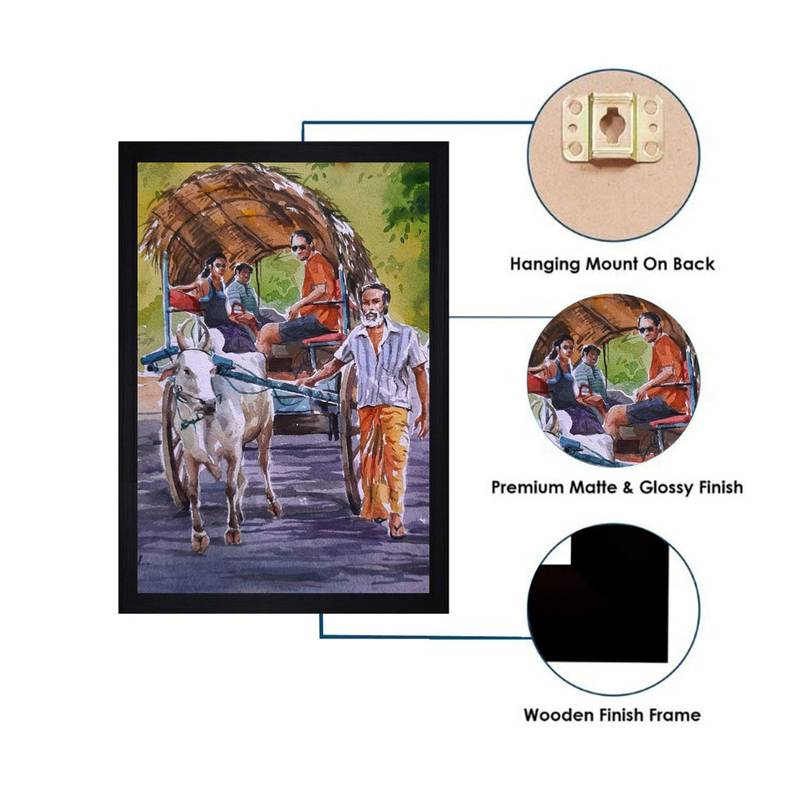 Gallery99 Black Frame Rural Beauty Texture Paper Art Print|20x14| Set of 1 Multicolor