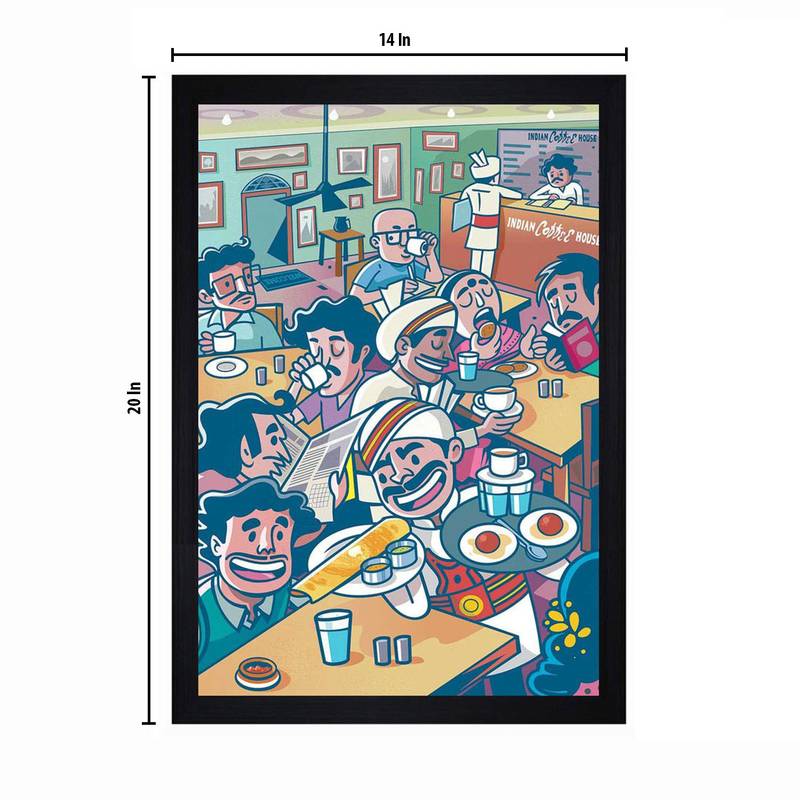 Gallery99 Black Frame Coffee House Texture Paper Art Print| 20x14| Set of 1 Multicolor