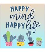 Gallery99 "Happy Mind Happy Life" Motivational Quotes Digital Reprint on Pinewood Art Panel
